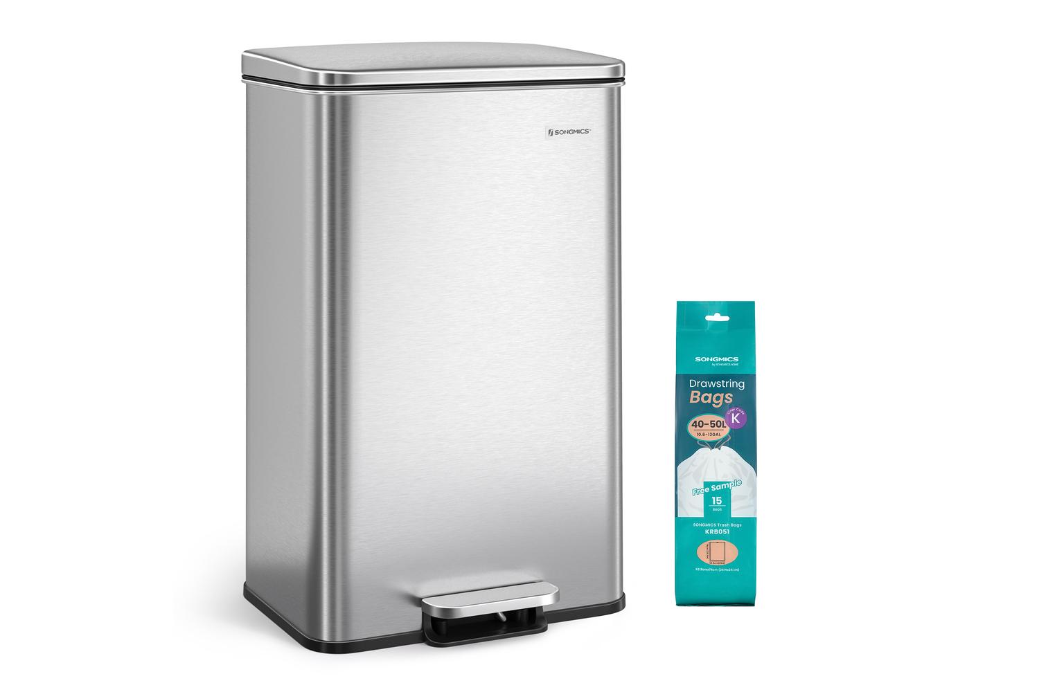 Songmics Trash Can | Rubbish Bin | Stainless Steel | 40l