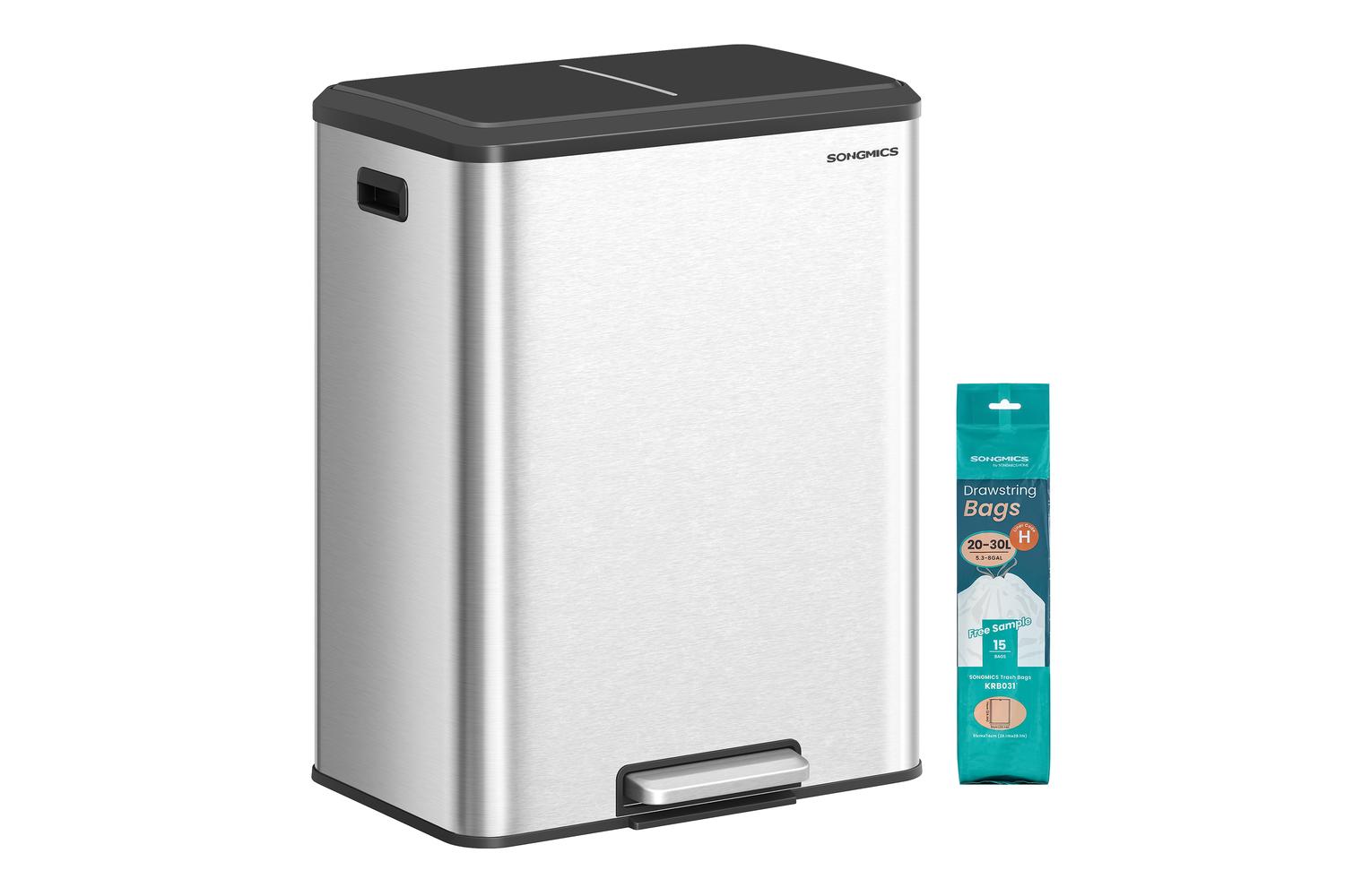 Songmics Trash Can | Rubbish Bin | Stainless Steel | 60 Litre