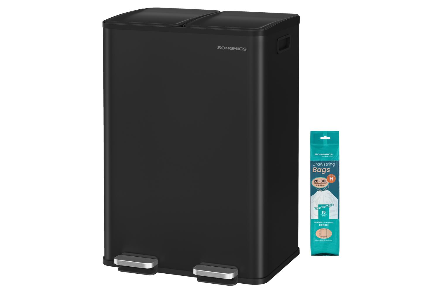 Songmics Trash Can | Rubbish Bin | Steel | 60 Litre