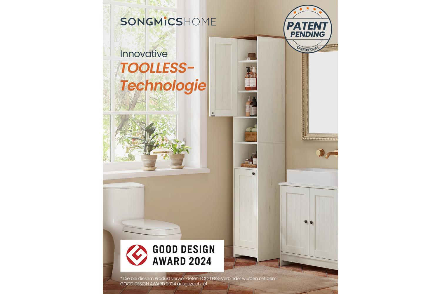 Songmics Home Storage Cabinet | Bathroom Storage Cabinet | Engineered Wood | 30 X 30 X 170 Cm