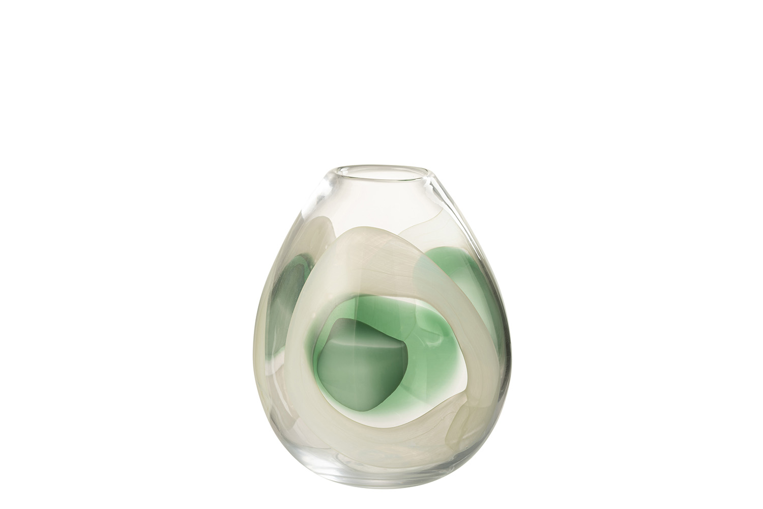 Livy Glass Vase | Green/White | Medium