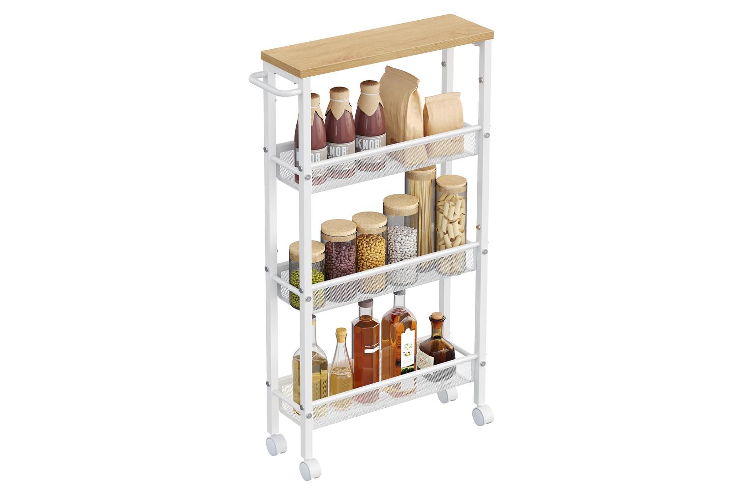 Vasagle Rolling Cart | Trolley | Particleboard And Steel | 13 X 45.4 X 77 Cm