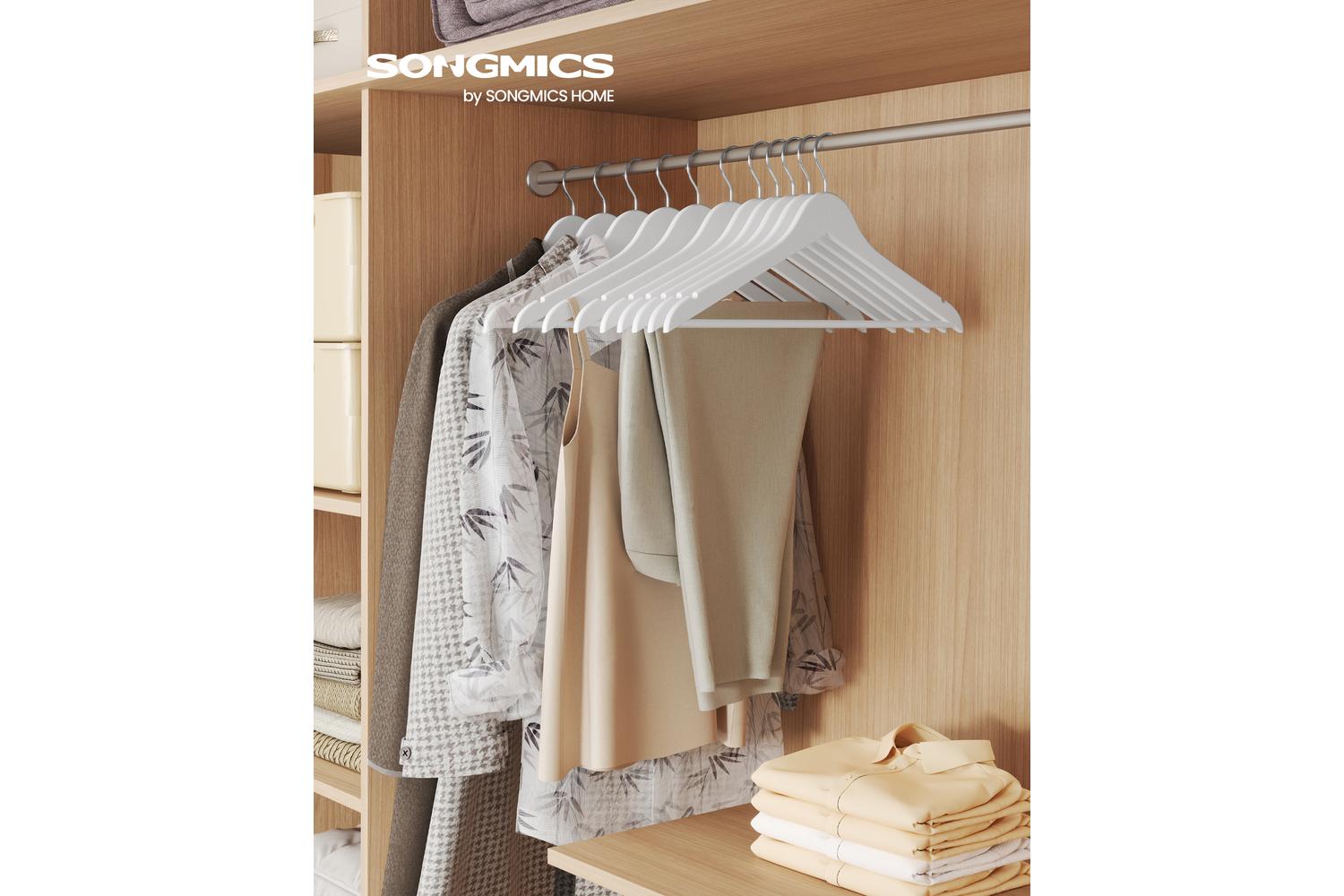 Songmics Wood Hangers | Clothes Hangers | Birch Wood | 43 X 21 Cm
