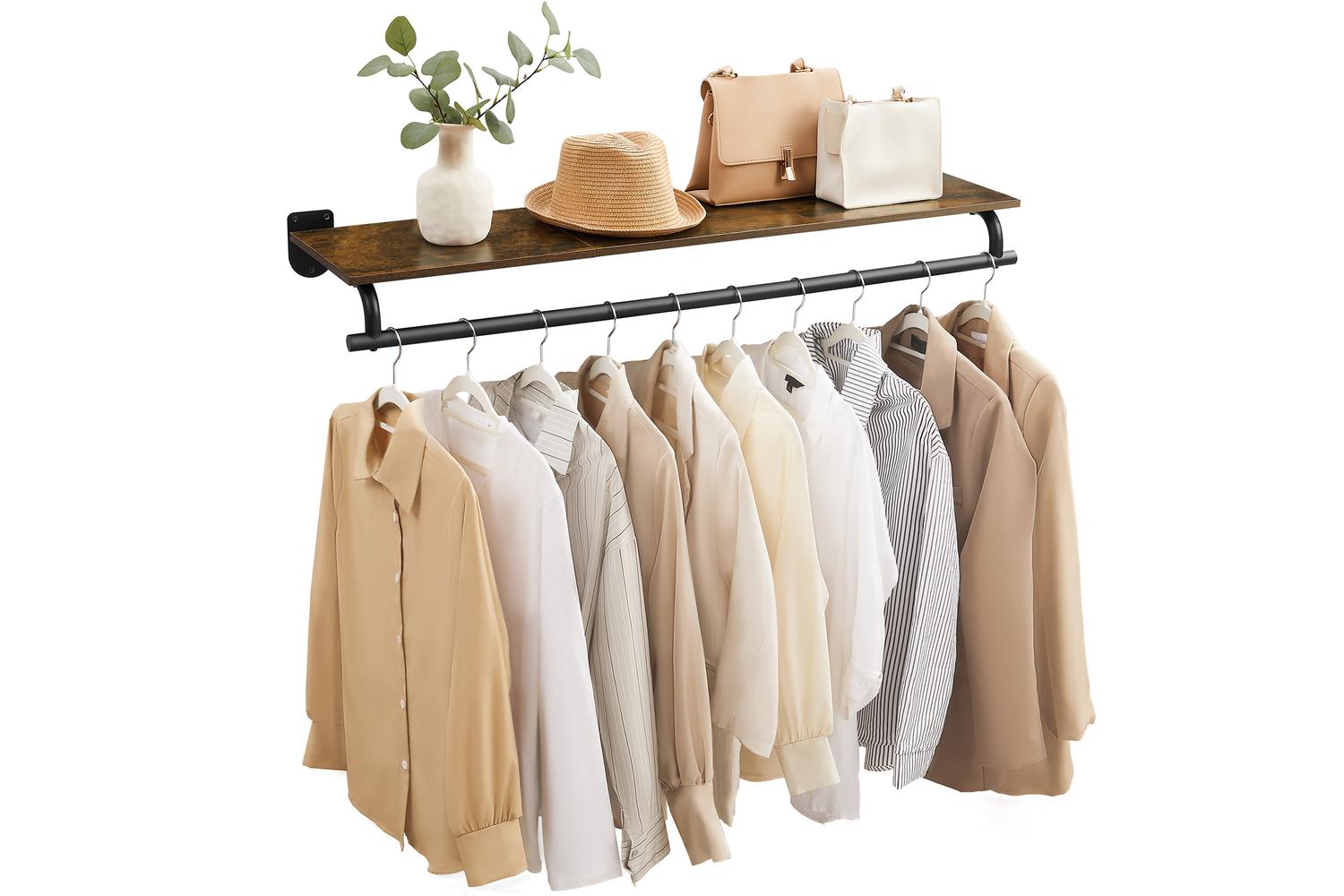 Songmics Clothes Rack | Wall Mounted Coat Rack | Steel & Particleboard | 109cm