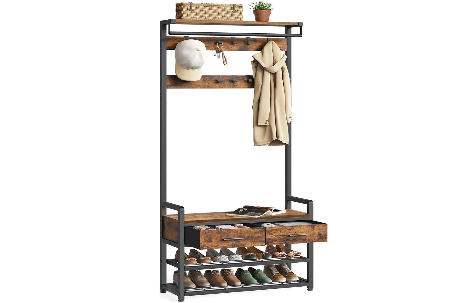 Vasagle Hall Tree | Hallway Storage Unit | Particleboard & Steel | 181.6cm
