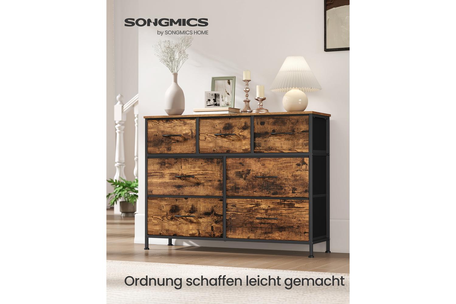 Songmics Drawer Dresser | Chest Of Drawers | Steel, Mdf, Textile | 4 Large & 3 Small Drawers