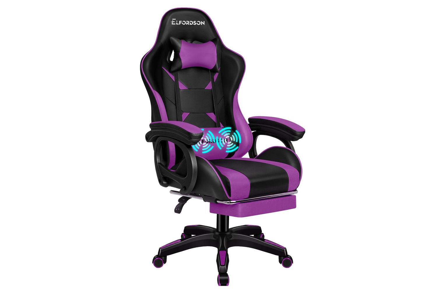Elfordson Office Gaming Chair | Massage Recliner | Purple