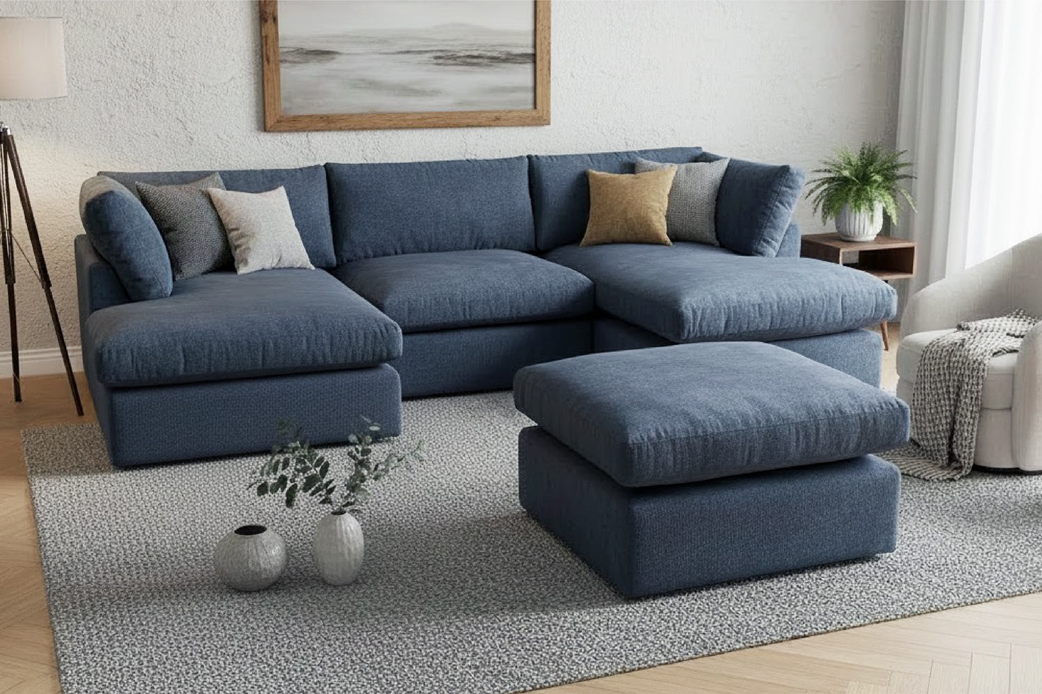 Simo Corner Sofa | Fabric | Navy