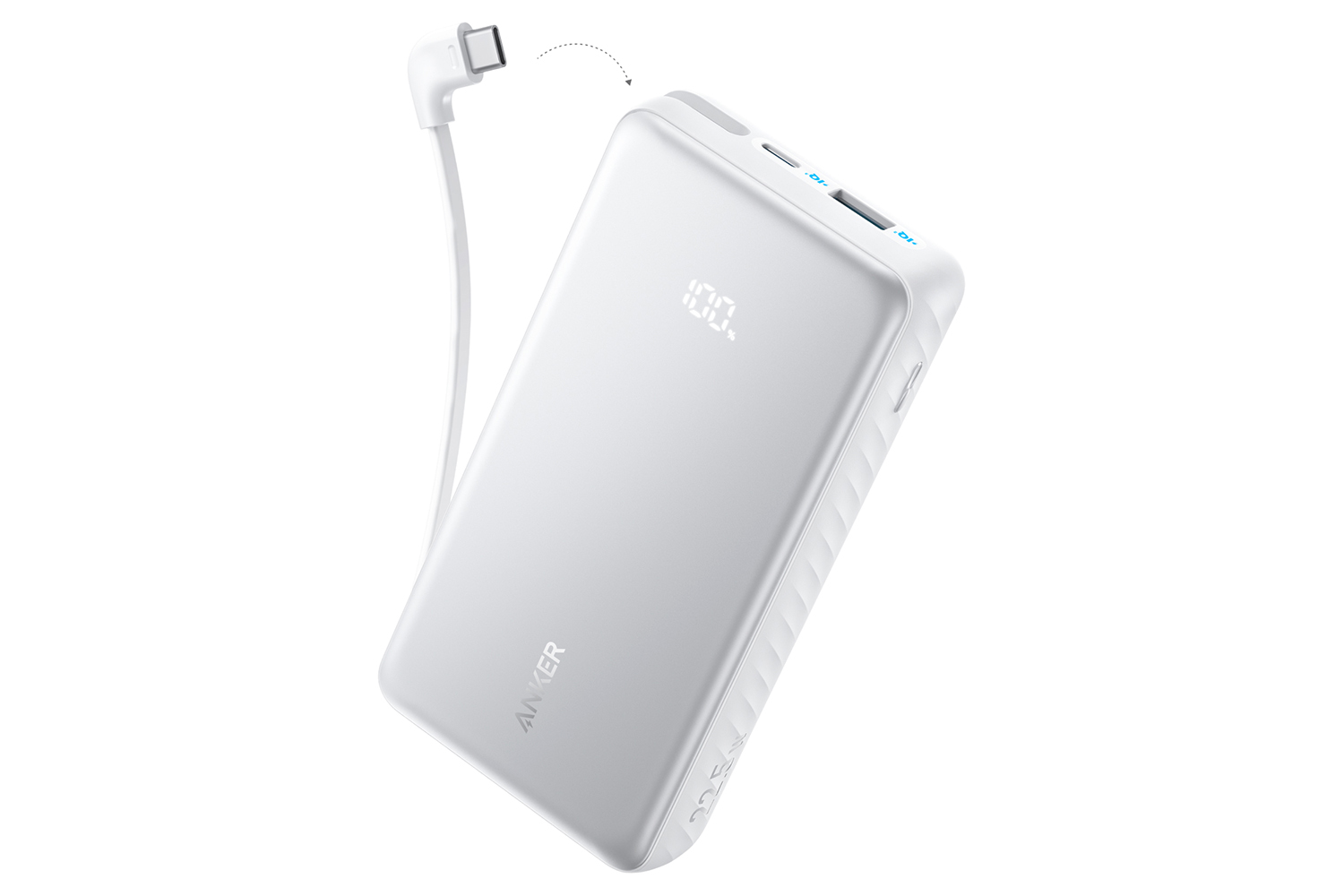 Anker Zolo 20K 22.5W Power Bank with Built-In USB-C Cable | White