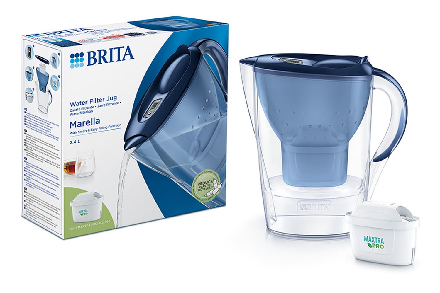 Brita Marella Water Filter Jug | Maxtra Pro Filter | Blue | 2.4 Litre
