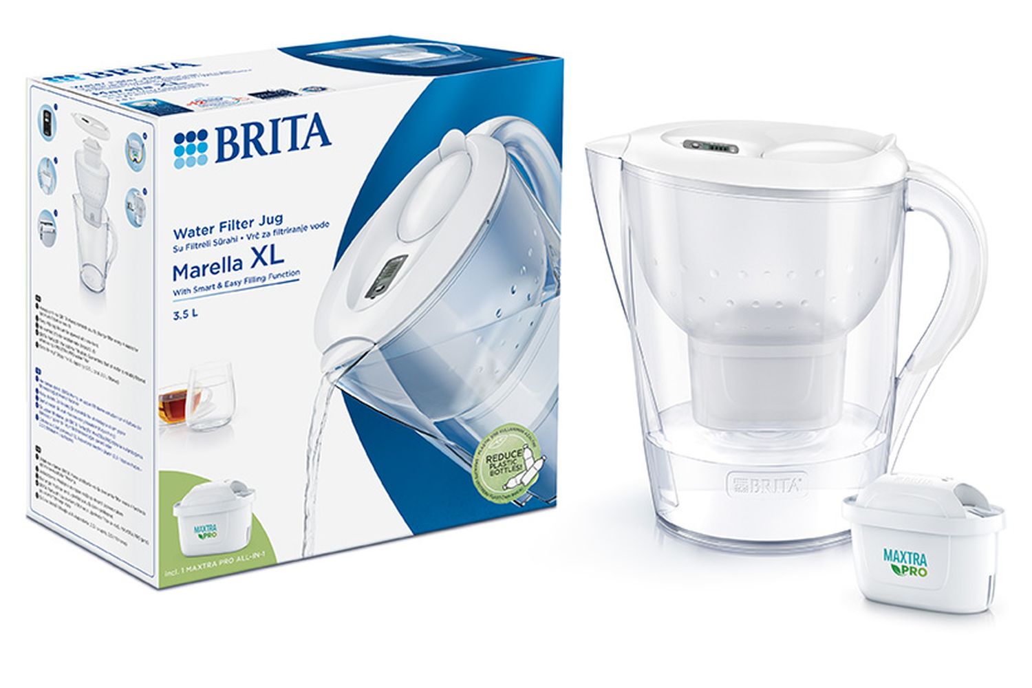 Brita Marella Xl Water Filter Jug | Maxtra Pro | White | 3.5 Litre