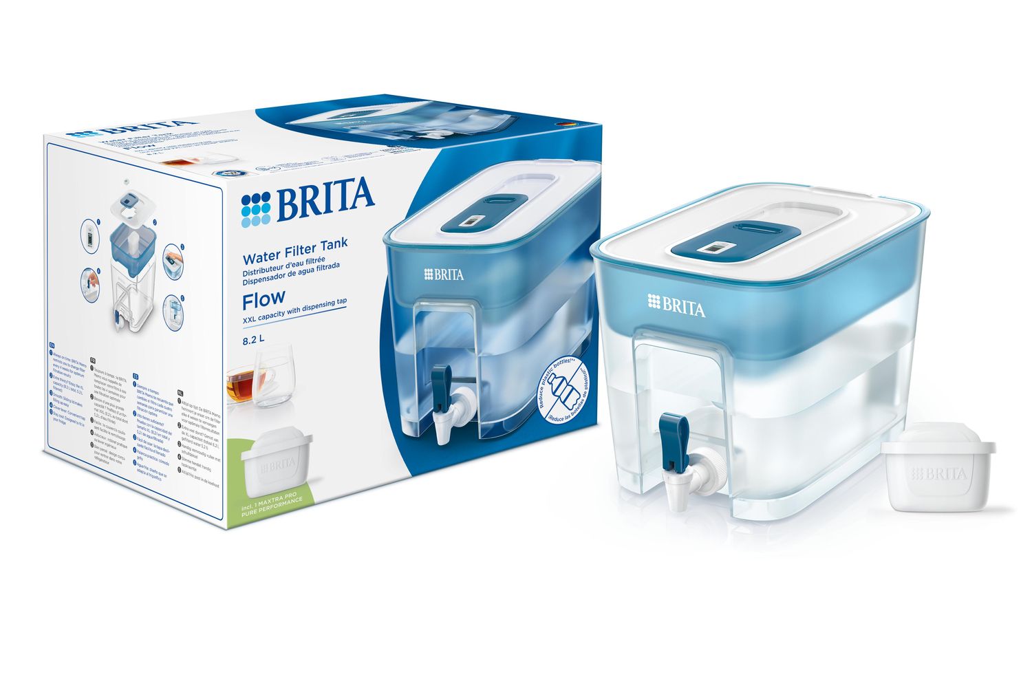 Brita Flow Maxtra Pro | Water Filter Dispenser | Blue | 8.2 Litre