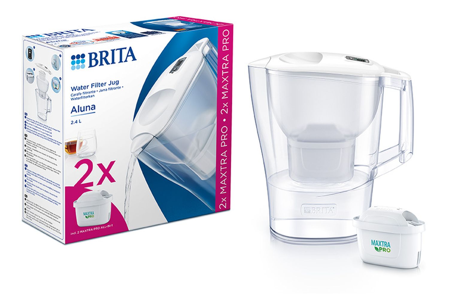 Brita Aluna Water Filter Jug | Maxtra Pro Pure Performance | White | 2.4 Litre