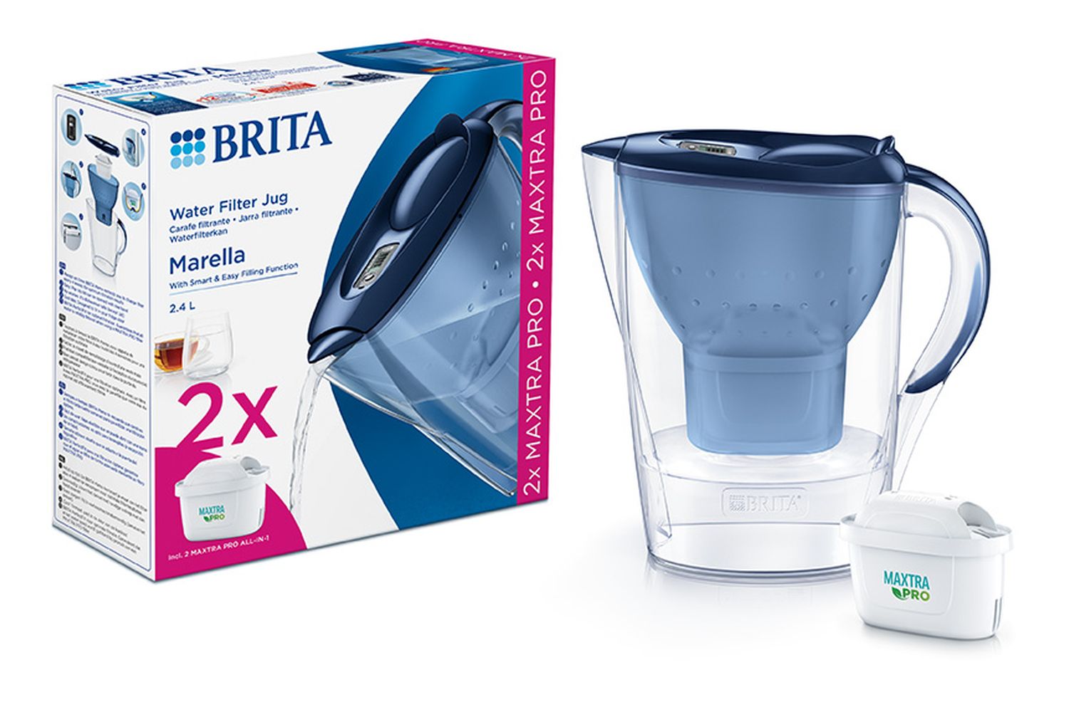 Brita Marella Water Filter Jug | Blue | 2.4 Litre