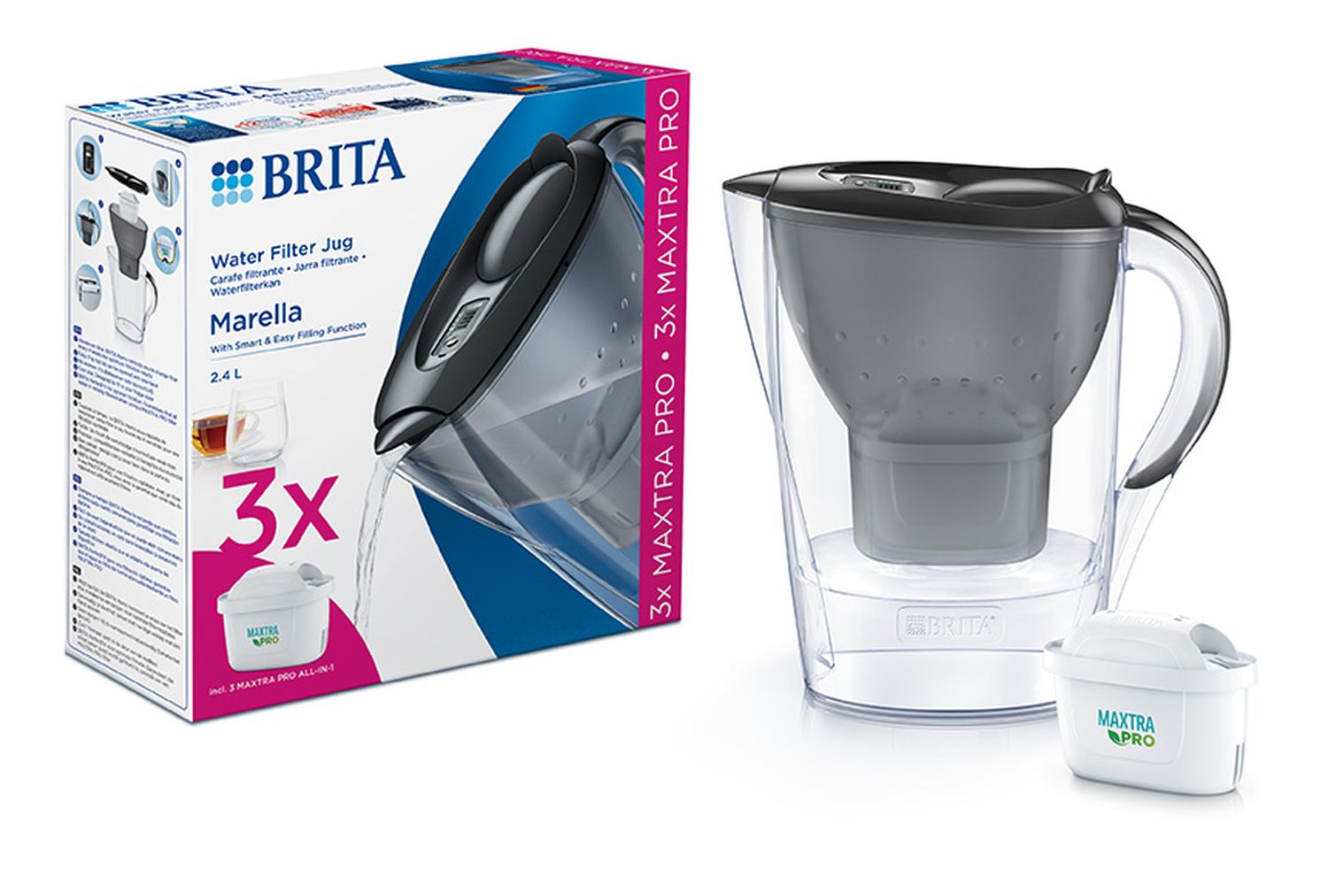 Brita Marella Water Filter Jug | Graphite | 2.4 Litre