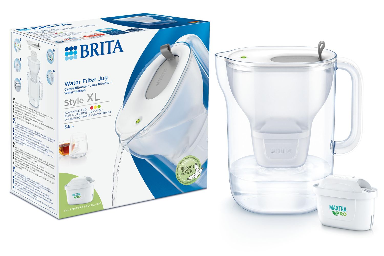 Brita Style Xl Maxtra Pro Water Filter Jug | Grey | 3.6l
