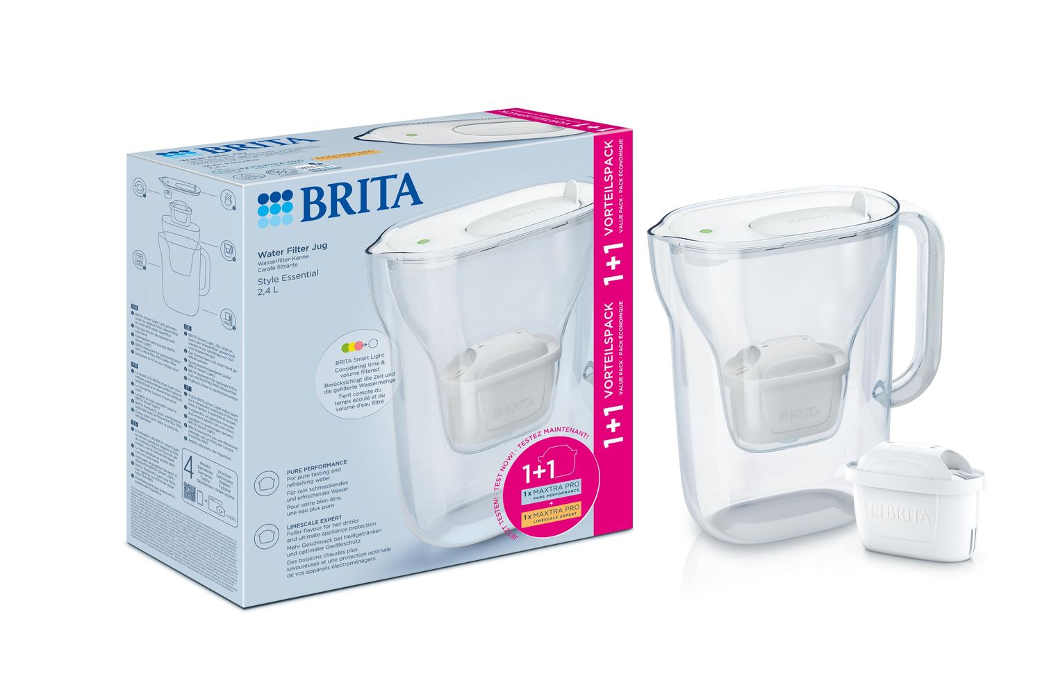 Brita Style Essential White Water Filter Jug | Water Filter | 2.4l