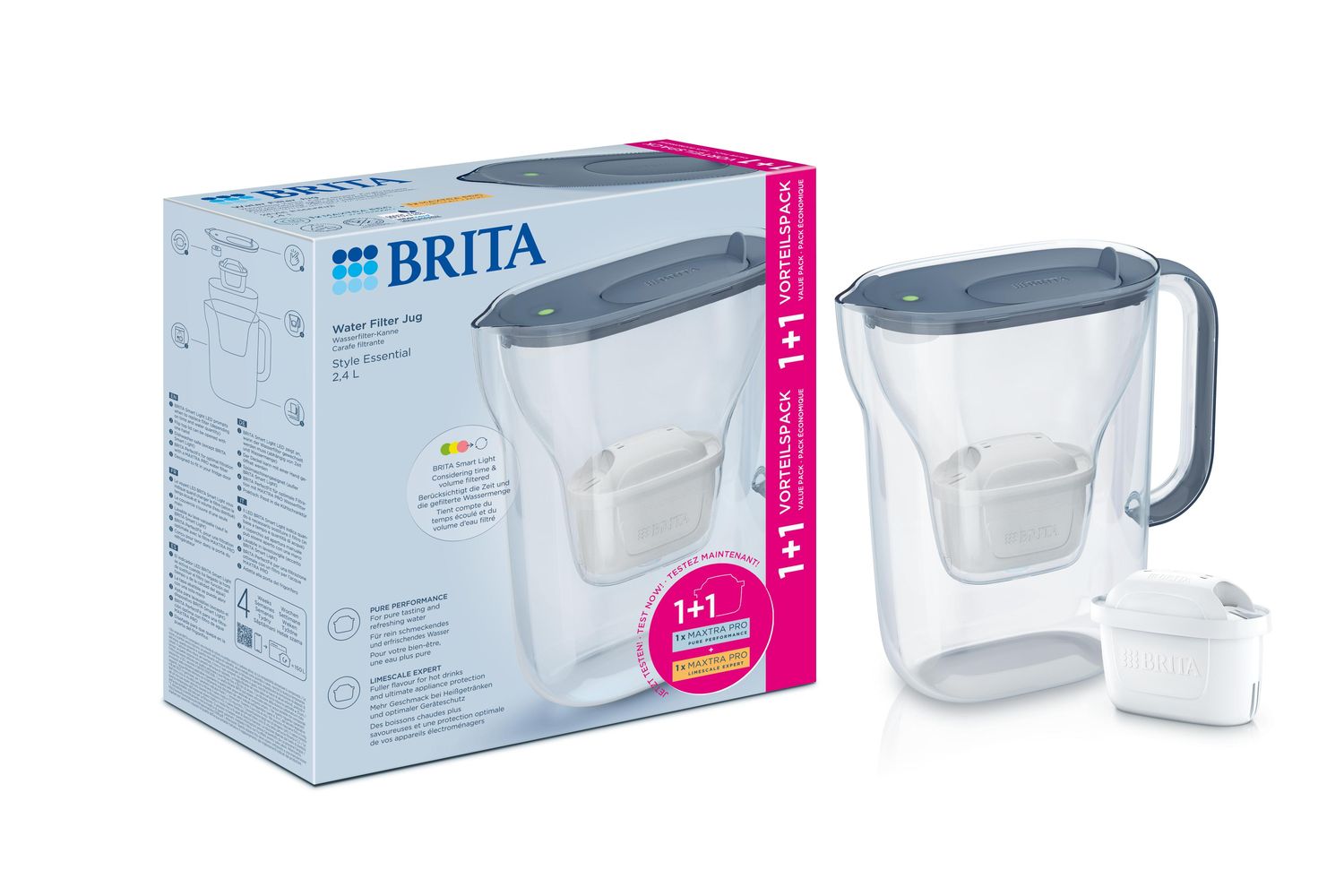 Brita Style Essential Stone Blue Water Filter Jug | Water Filter | 2.4l