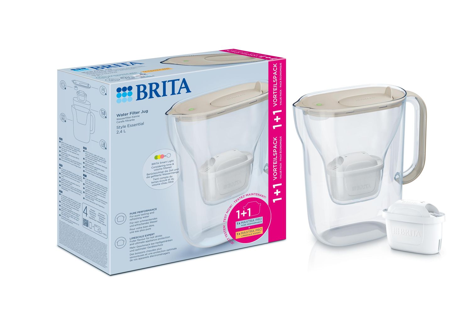 Brita Style Essential Sand Water Filter Jug | Water Filter | Plastic | 2.4l