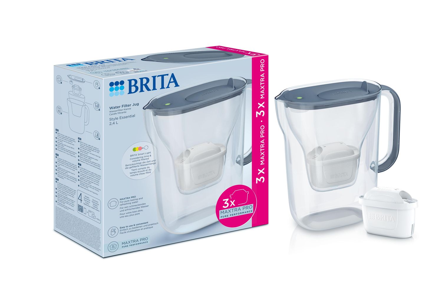 Brita Style Essential Stone Blue | Water Filter Jug | Plastic | 2.4l