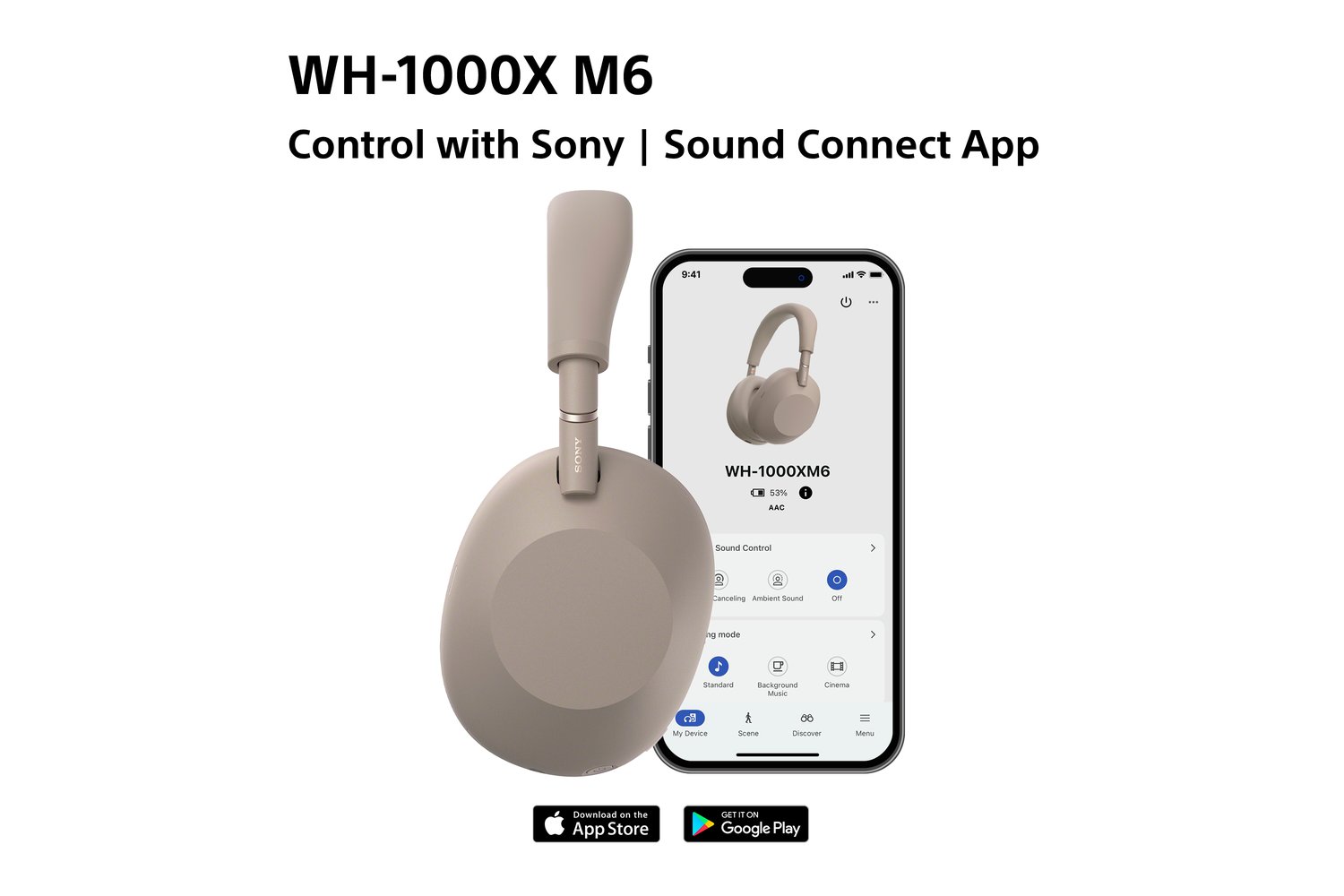 Sony WH-1000XM6 Noise Cancelling Wireless Over Ear Headphones Sandstone | WH1000XM6T.CE7