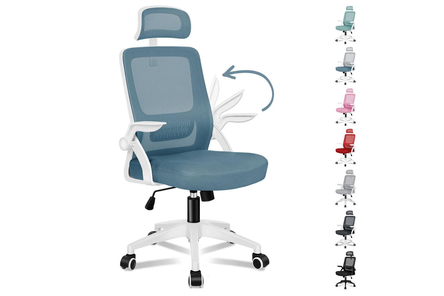 Alfordson Office Chair With Lumbar Support | Mesh | Blue | Adjustable Headrest [Ex-Display DC250722-000216]