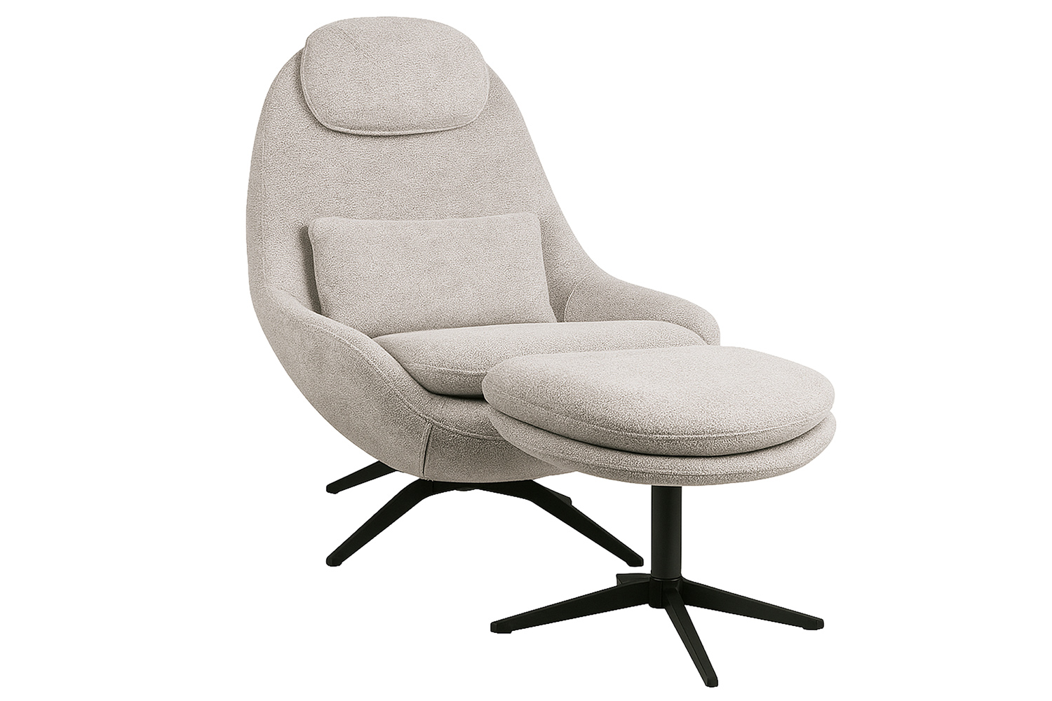 Maye Accent Chair with Footstool | Fabric | Grey