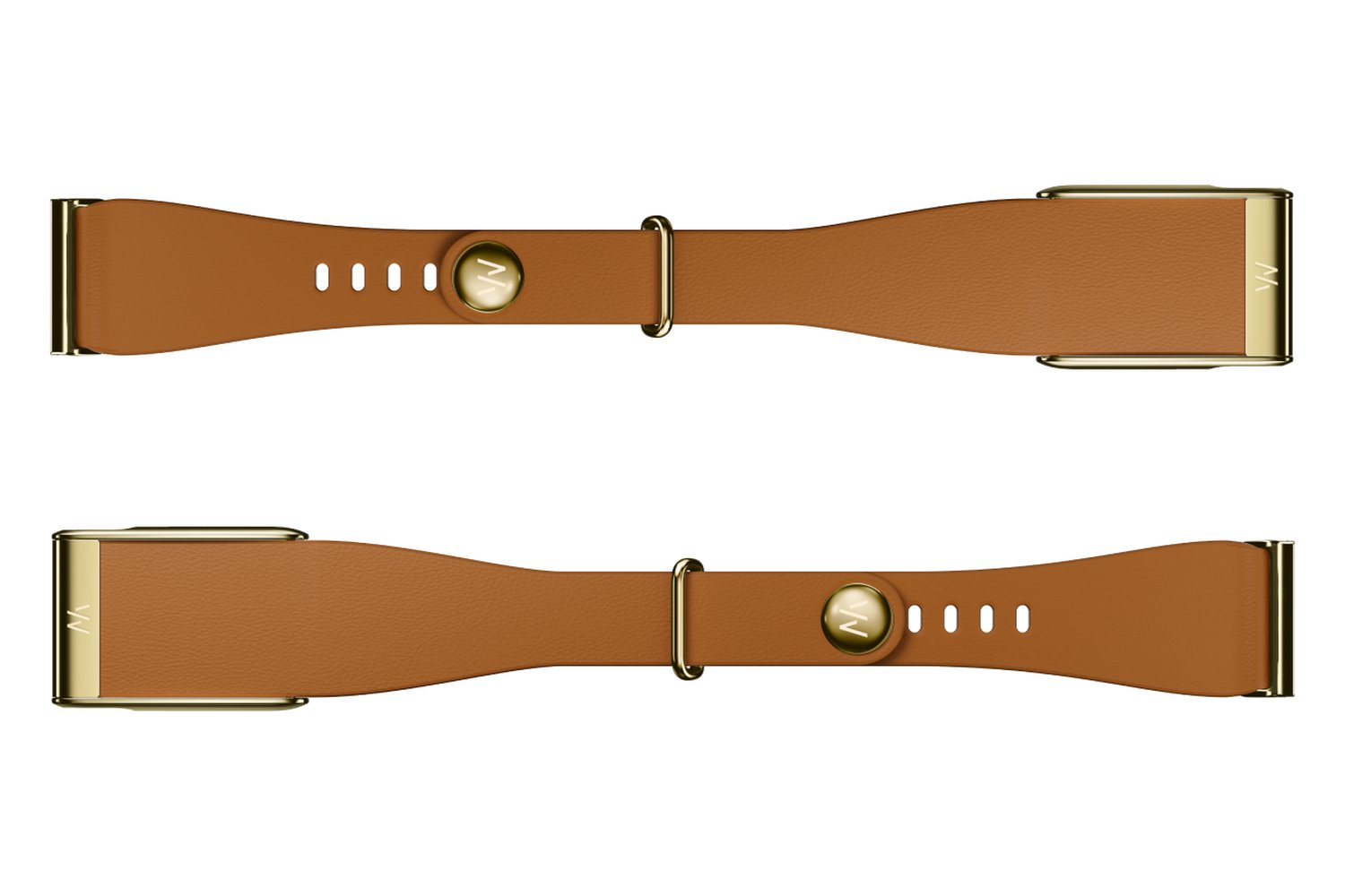Whoop MG LeatherLuxe Tapered Band | Camel & Gold | S/M