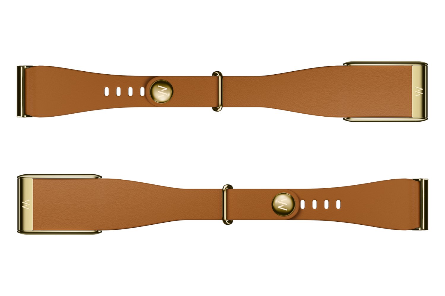 Whoop 5.0 LeatherLuxe Tapered Band | Camel & Gold  | S/M