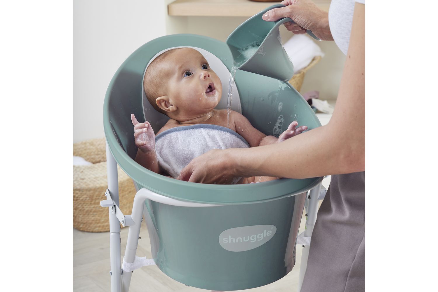 Shnuggle Washy Bath Jug | Baby Bath Rinse Cup | Bpa-free | Eucalyptus