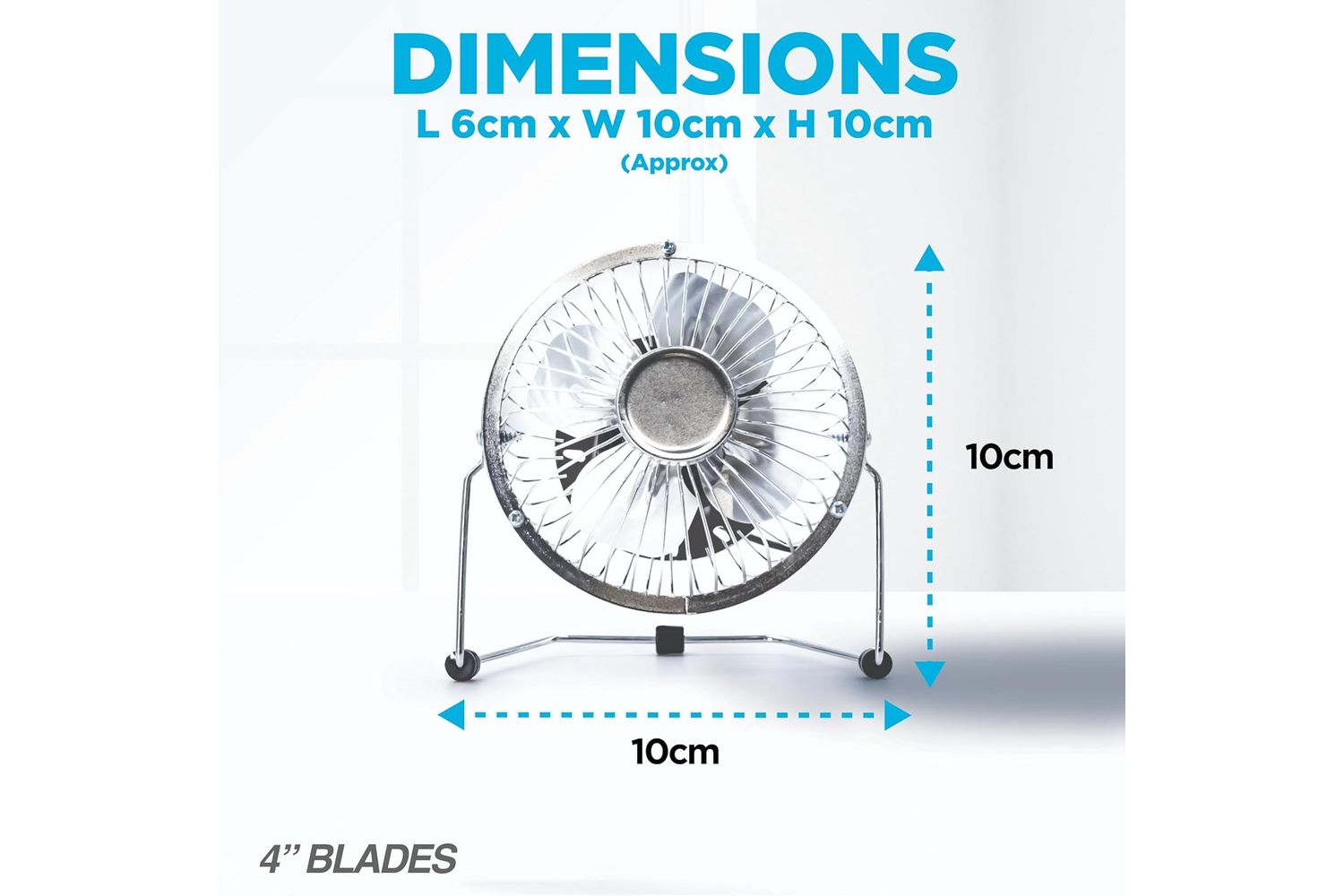 Status 4 Usb Mini Fan White | Desk Fan | Metal Blades | 4 Inch