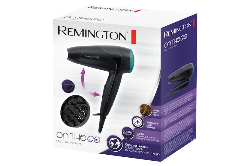 Remington On The Go Compact Hair Dryer | Black/Green