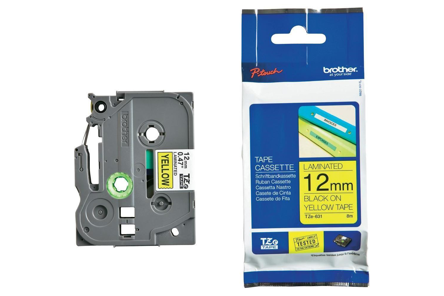 Brother TZ-631 12mm Black on Yellow Labelling Tape