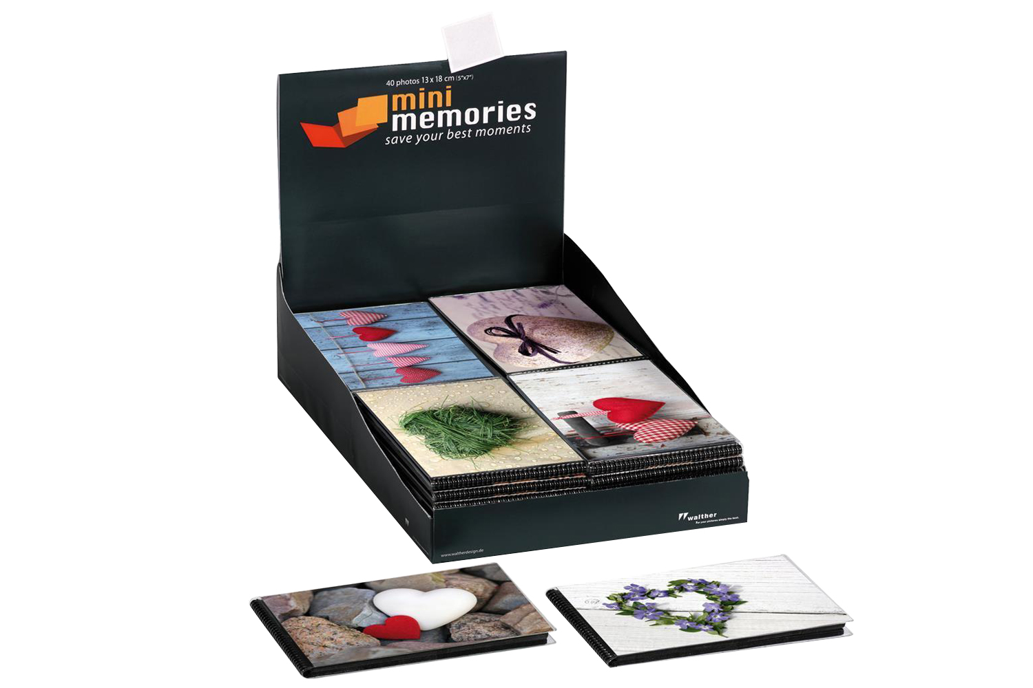 Walther 40 Pocket Counter Tray Heart Design Photo Album | 5x7"