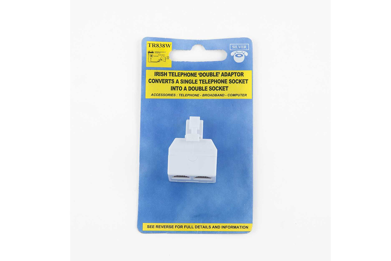 Silver Irish Telephone Double Adaptor | TR838W