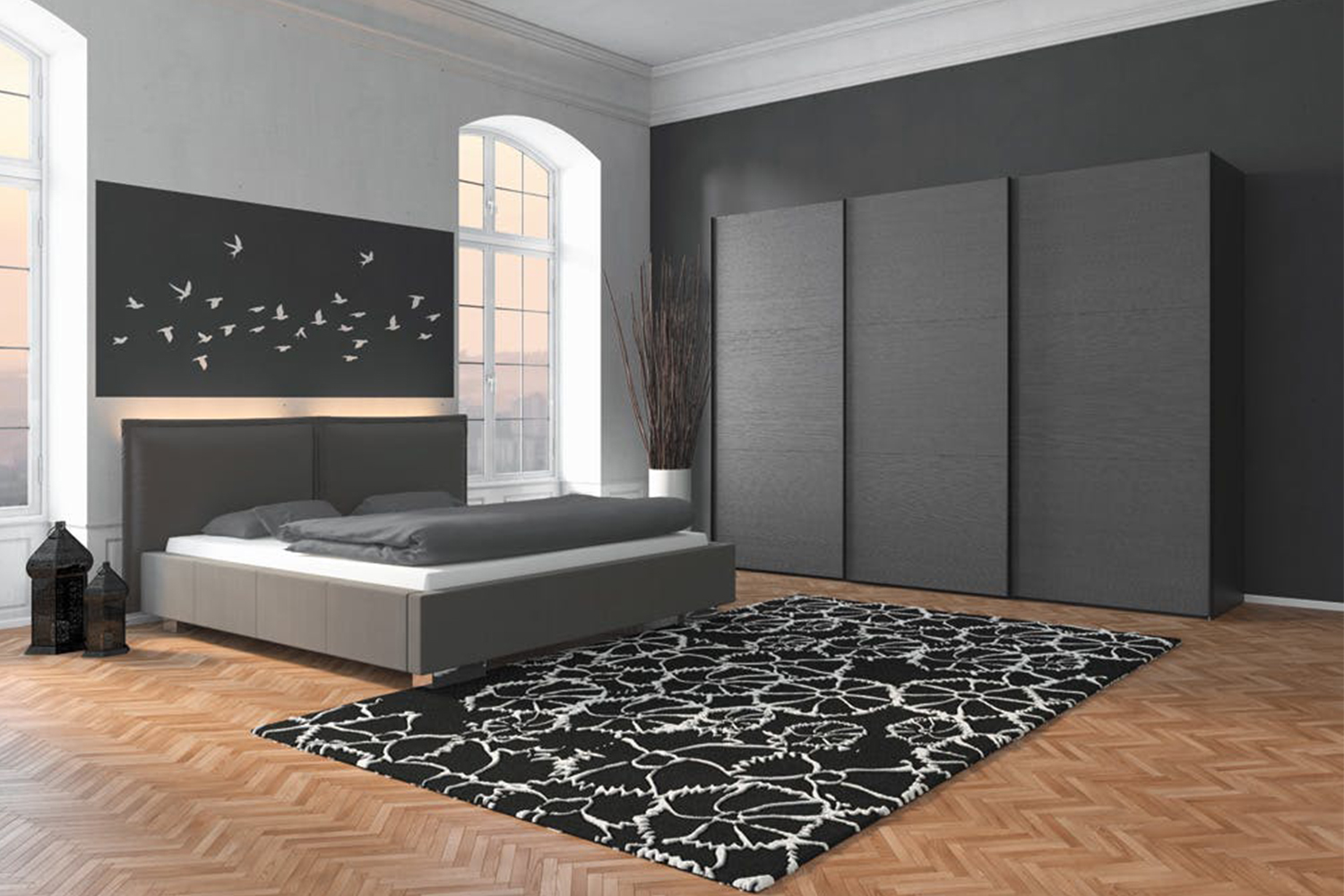 Lucy Sliding Wardrobe 253cm Fino Antracite Ireland