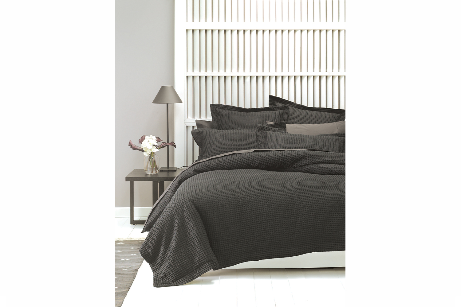 Linen House Deluxe Charcoal Waffle Super King Duvet Set Ireland