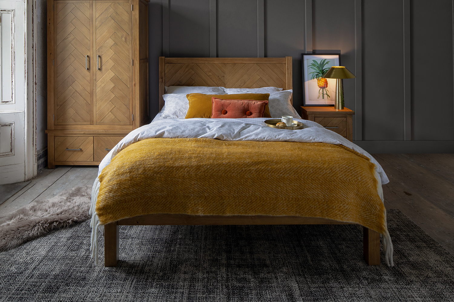 Herringbone 2 Door Wardrobe 2 Draw