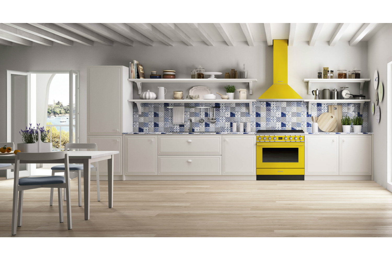 Smeg Portofino 90cm Dual Fuel Range Cooker | CPF9GPYW | Yellow