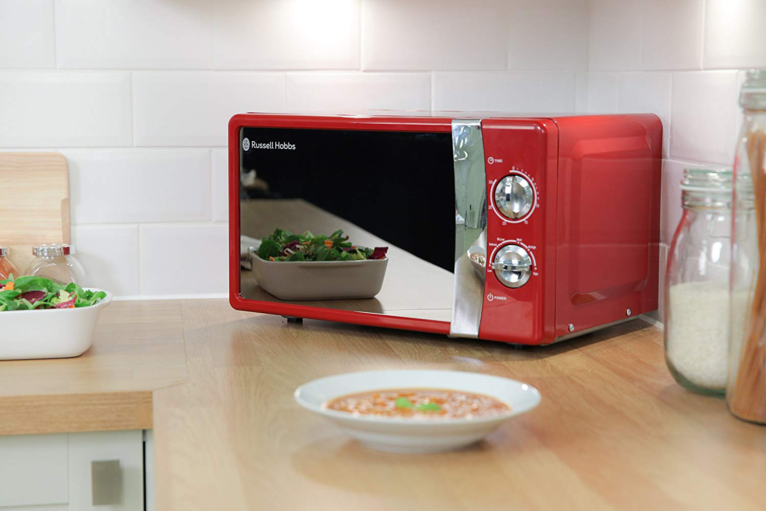 russell hobbs red microwave 800w
