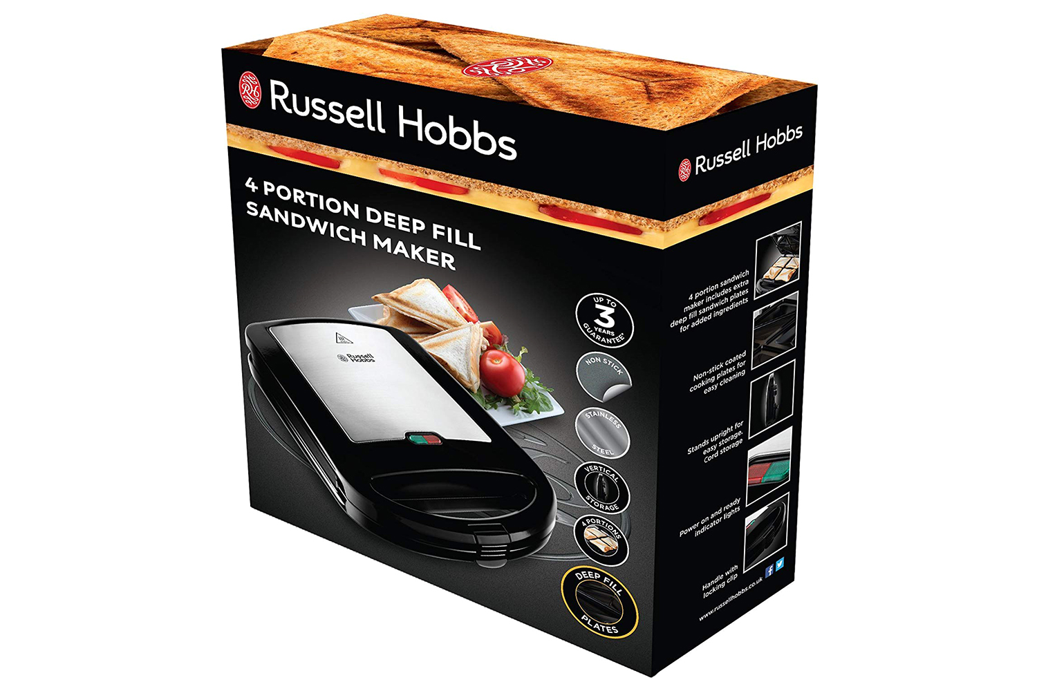 Russell Hobbs 4 Portion Deep Fill Sandwich Maker 24550 Black Ireland