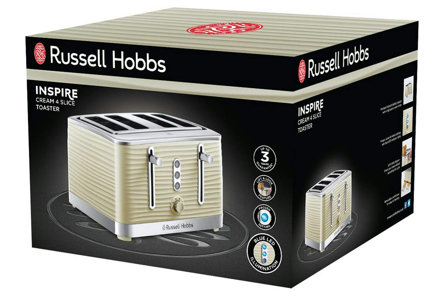 Russell Hobbs Inspire Kettle & 2 Sl Toaster Set Cream