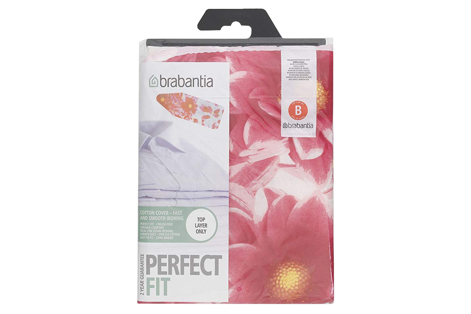 Brabantia Size B 124 x 38cm Replacement Ironing Board Cover with Thick 8mm Pink