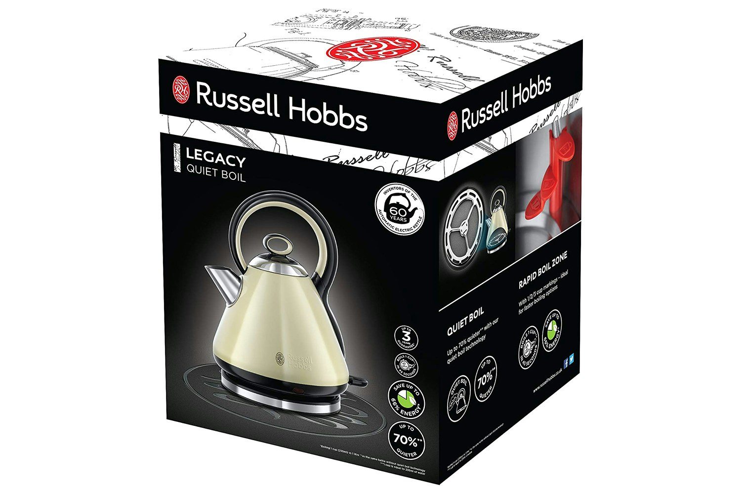 Russell Hobbs 21888 Legacy Quiet Boil Kettle Cream 1.7 Litre 3000 W