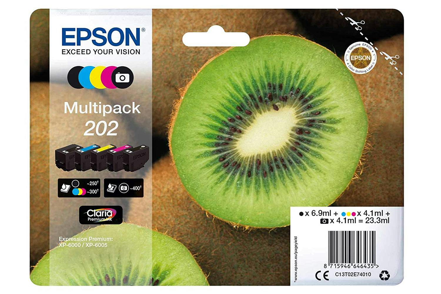 Epson 202 Kiwi Claria Premium Multipack Ink Cartridge | 5 Colours