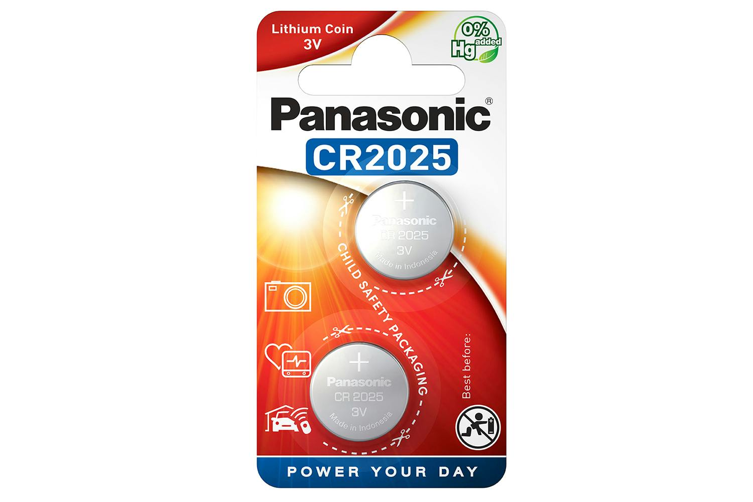 Panasonic CR2025 3V Lithium Coin Battery | 2 Pack
