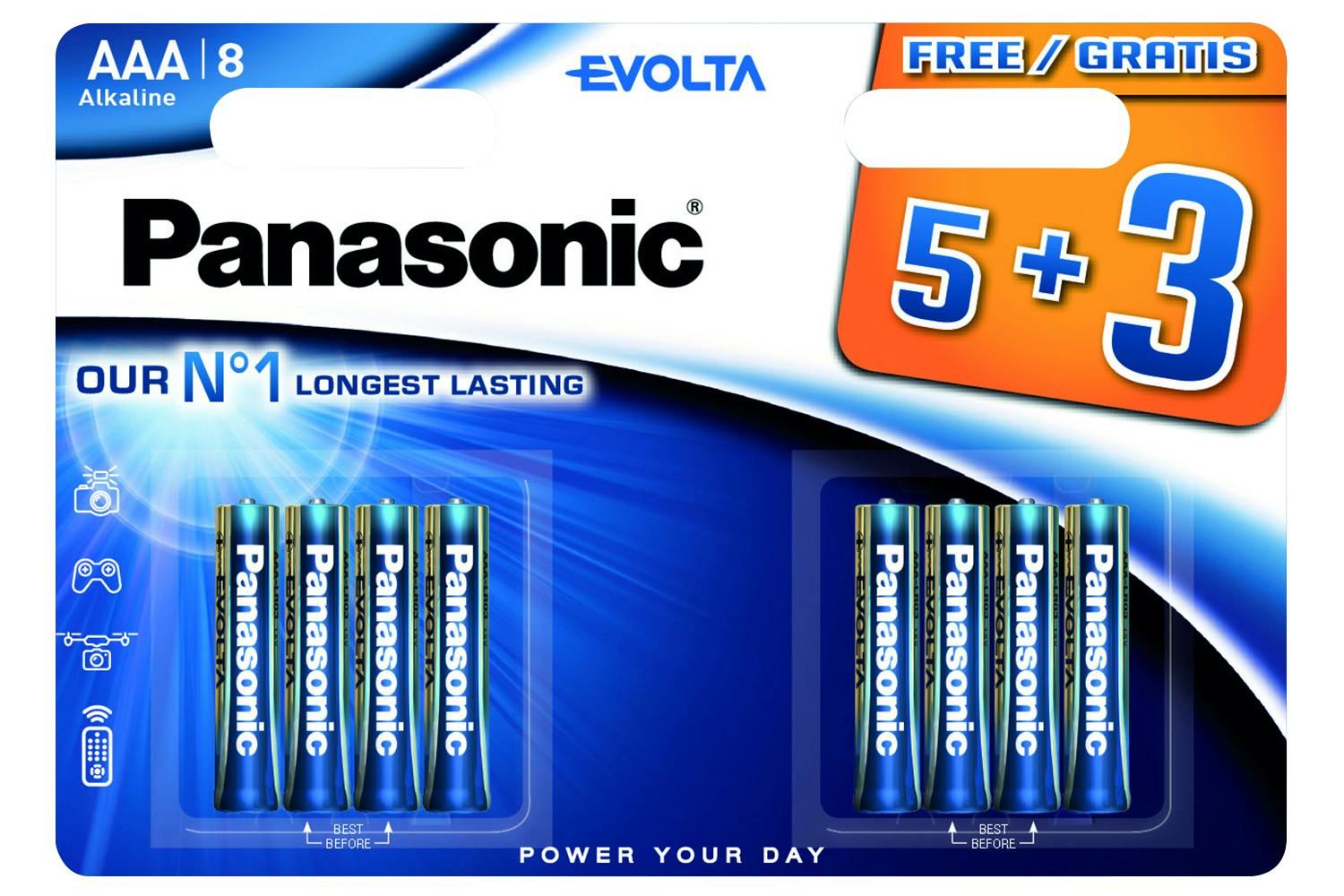 Panasonic Alkaline Evolta AAA Battery | 5+3 Pack