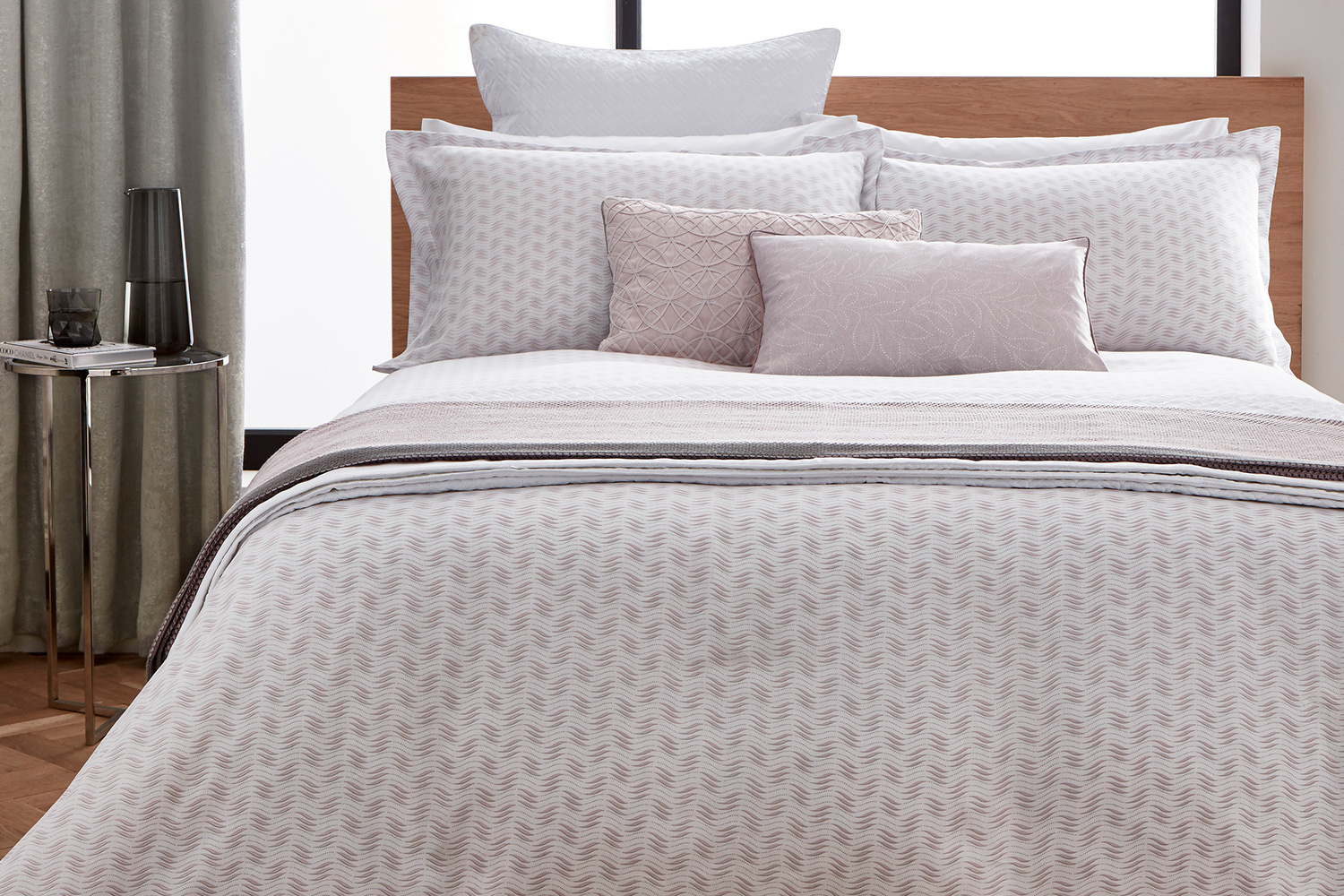 Peacock Blue Hotel Melia Duvet Cover Set Dusty Pink Double