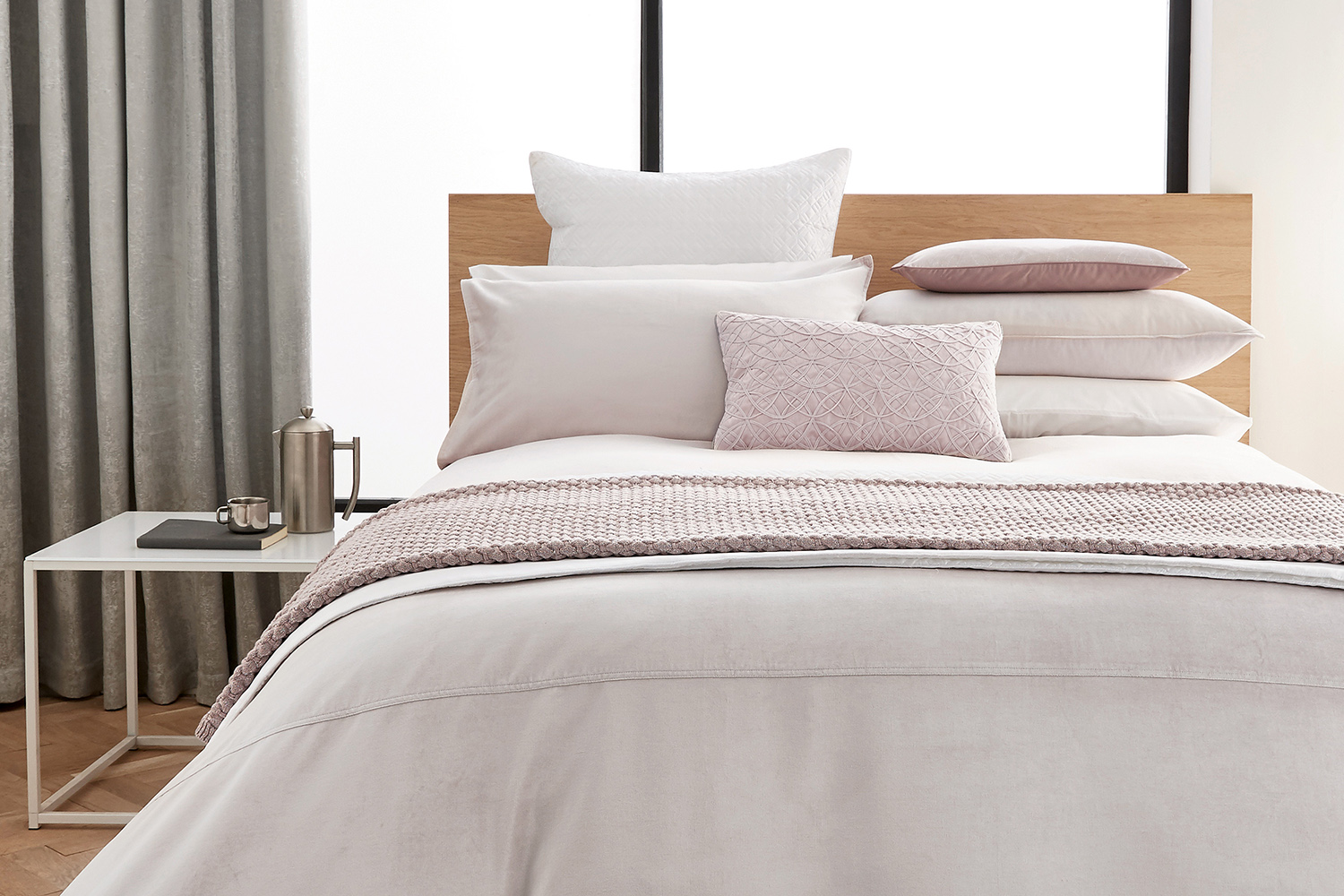 Peacock Blue Hotel Samsara Duvet Cover Set Dusty Pink King