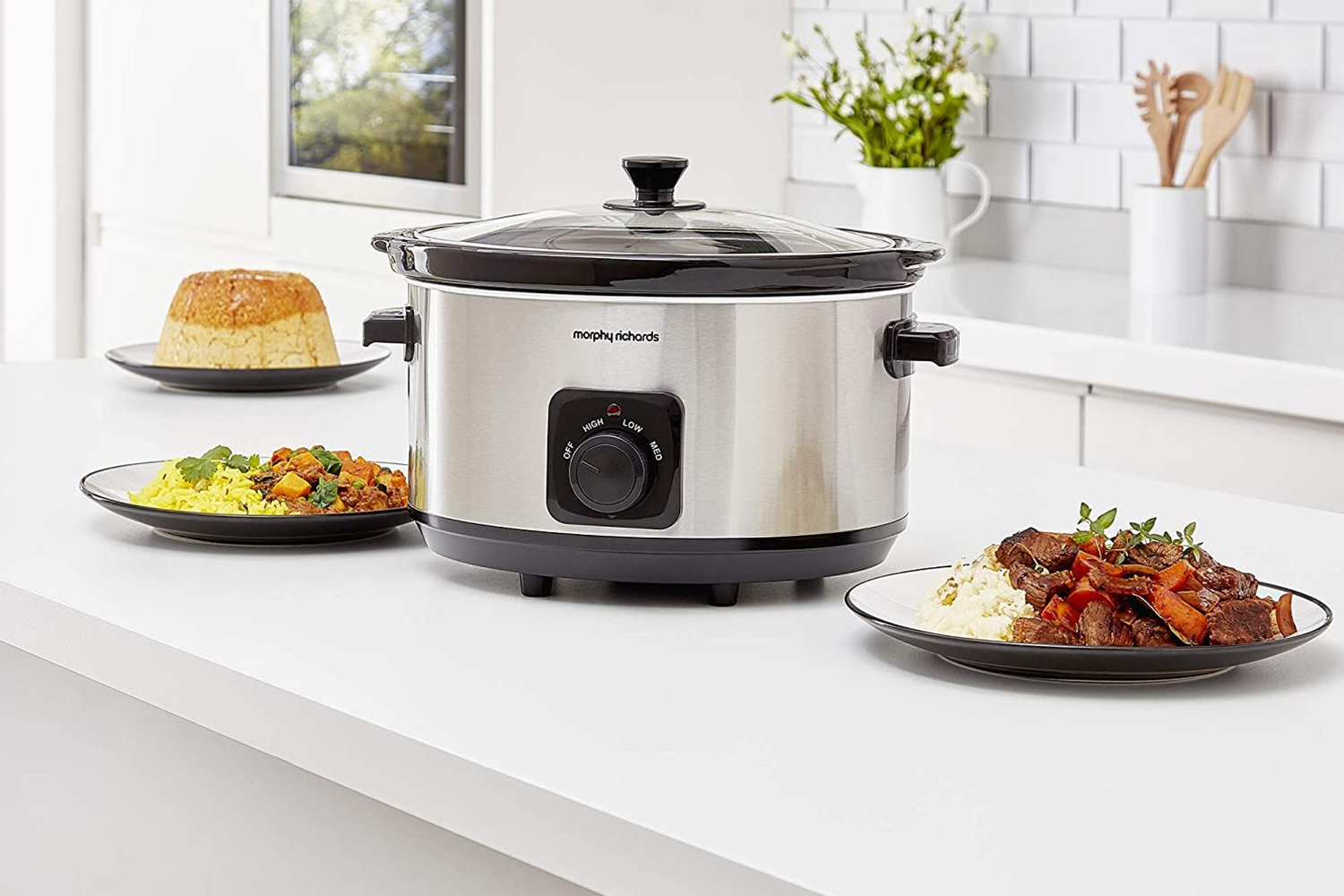 Morphy Richards 6.5L Ceramic Slow Cooker | 461013 | Brushed Stainless Steel